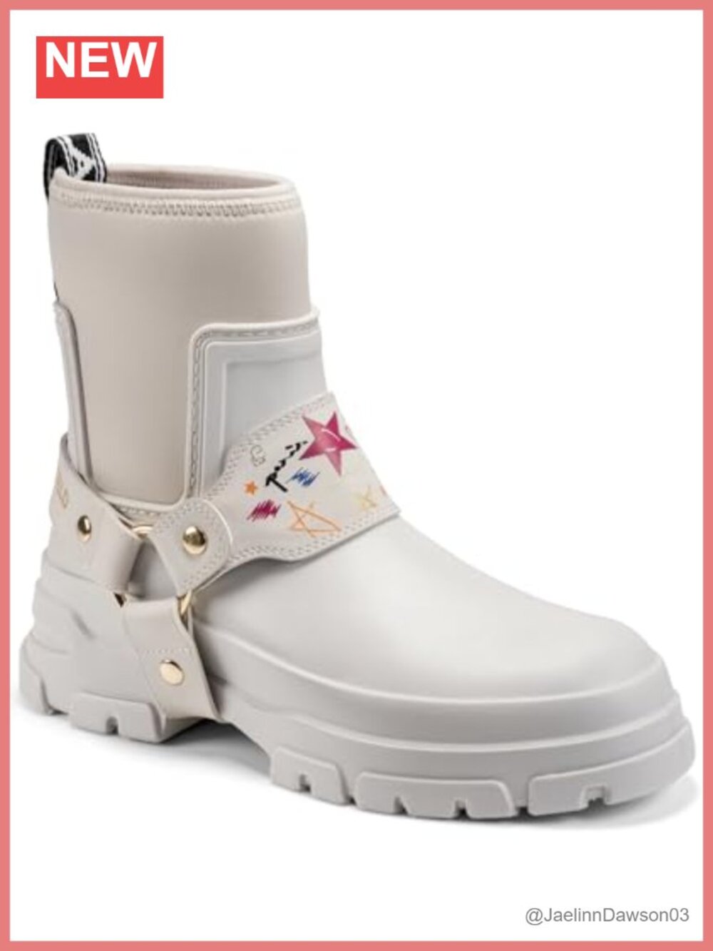 KARL LAGERFELD Women's Ranelle Lug Sole Rainboot With Graffiti Design